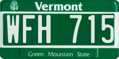 VT license plate WFH715