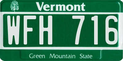 VT license plate WFH716