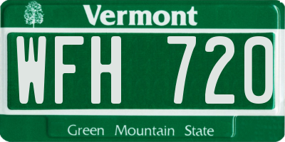 VT license plate WFH720