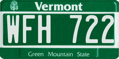 VT license plate WFH722