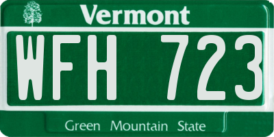 VT license plate WFH723