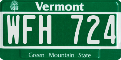VT license plate WFH724