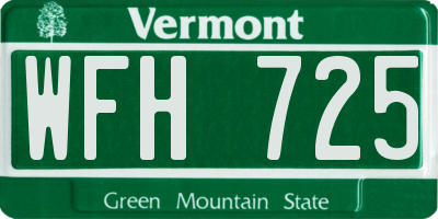 VT license plate WFH725