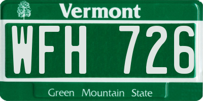 VT license plate WFH726