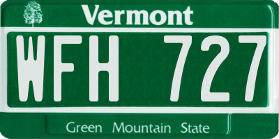 VT license plate WFH727