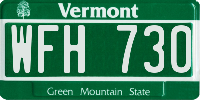 VT license plate WFH730