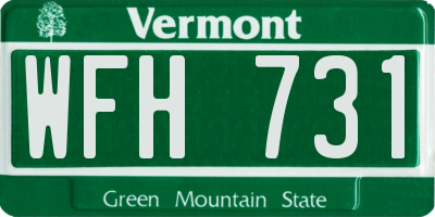 VT license plate WFH731