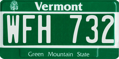 VT license plate WFH732