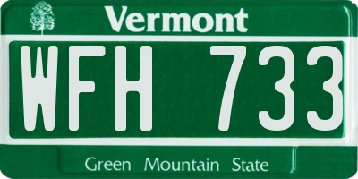 VT license plate WFH733