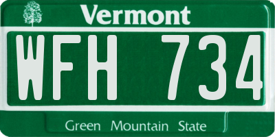 VT license plate WFH734