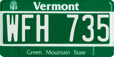 VT license plate WFH735