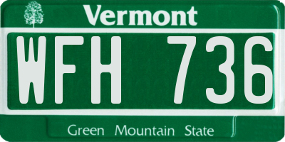 VT license plate WFH736