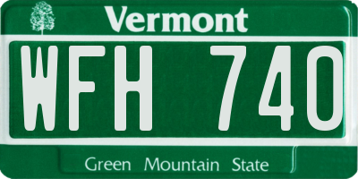 VT license plate WFH740
