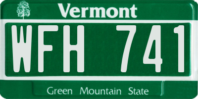 VT license plate WFH741