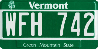 VT license plate WFH742