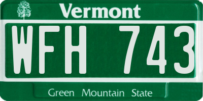 VT license plate WFH743