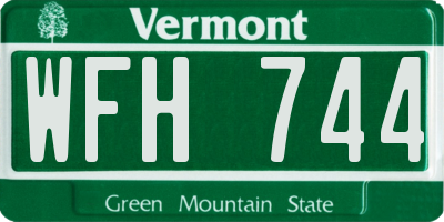 VT license plate WFH744