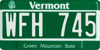 VT license plate WFH745