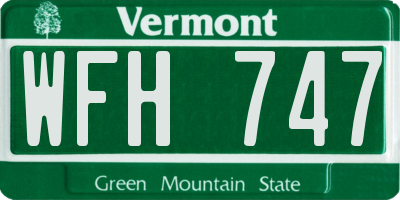 VT license plate WFH747