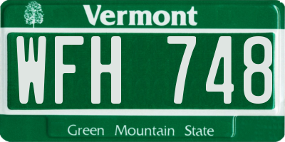 VT license plate WFH748