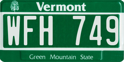 VT license plate WFH749