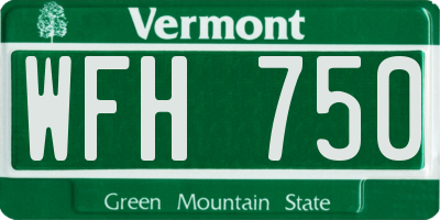 VT license plate WFH750