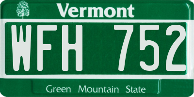 VT license plate WFH752