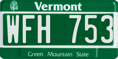 VT license plate WFH753