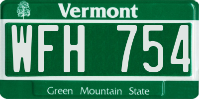 VT license plate WFH754