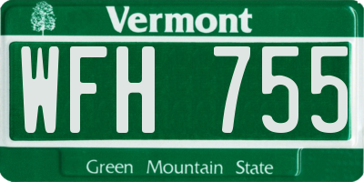 VT license plate WFH755