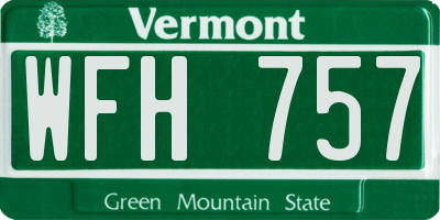 VT license plate WFH757
