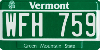 VT license plate WFH759