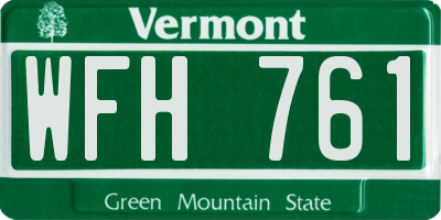 VT license plate WFH761
