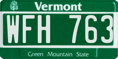 VT license plate WFH763