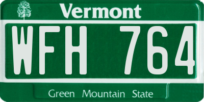 VT license plate WFH764