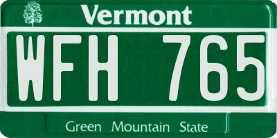 VT license plate WFH765