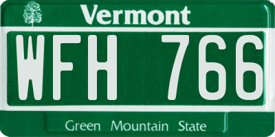 VT license plate WFH766