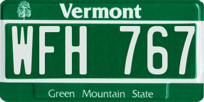 VT license plate WFH767