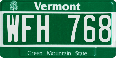 VT license plate WFH768