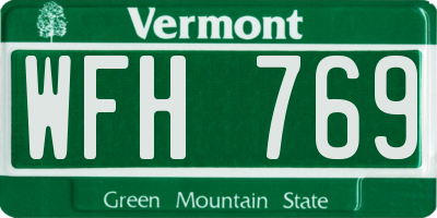 VT license plate WFH769