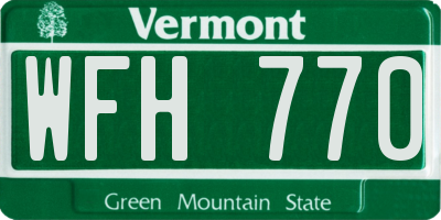 VT license plate WFH770
