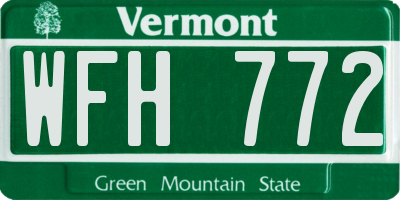 VT license plate WFH772