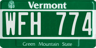 VT license plate WFH774
