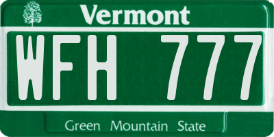 VT license plate WFH777