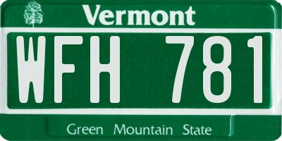 VT license plate WFH781