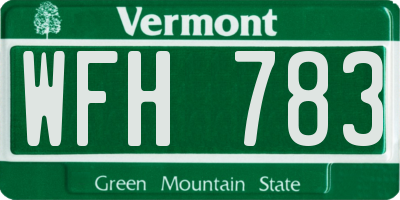 VT license plate WFH783