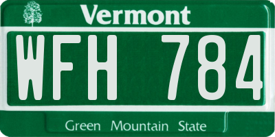 VT license plate WFH784