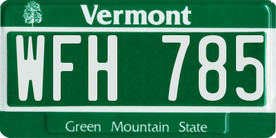 VT license plate WFH785