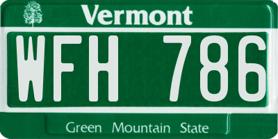 VT license plate WFH786