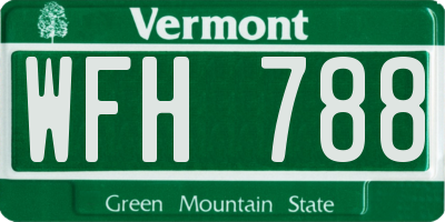 VT license plate WFH788